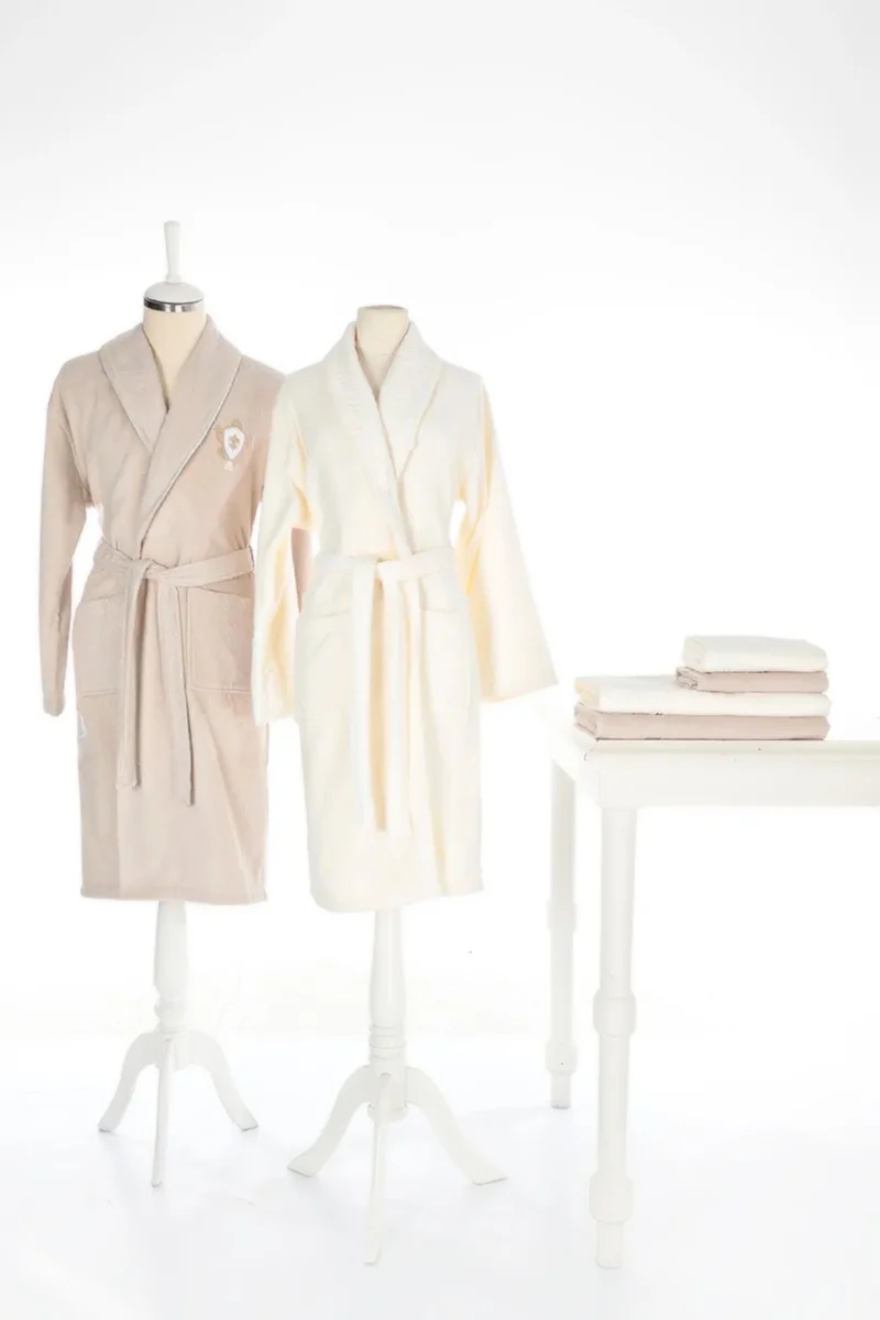 فافورا Özdilek Wedding Family Bathrobe Set - Stone Cream