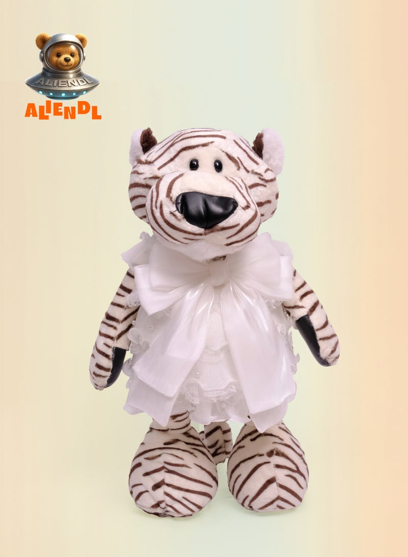ALIENDL Clever Tiger – Plush Tiger Stuffed Animal Toy for Baby Kids, Soft Cute Tiger Dress Doll Gift Set with Removable Clothes & Pouch, Perfect Gift for Kids, Girls, Friends & Couples - Image 2