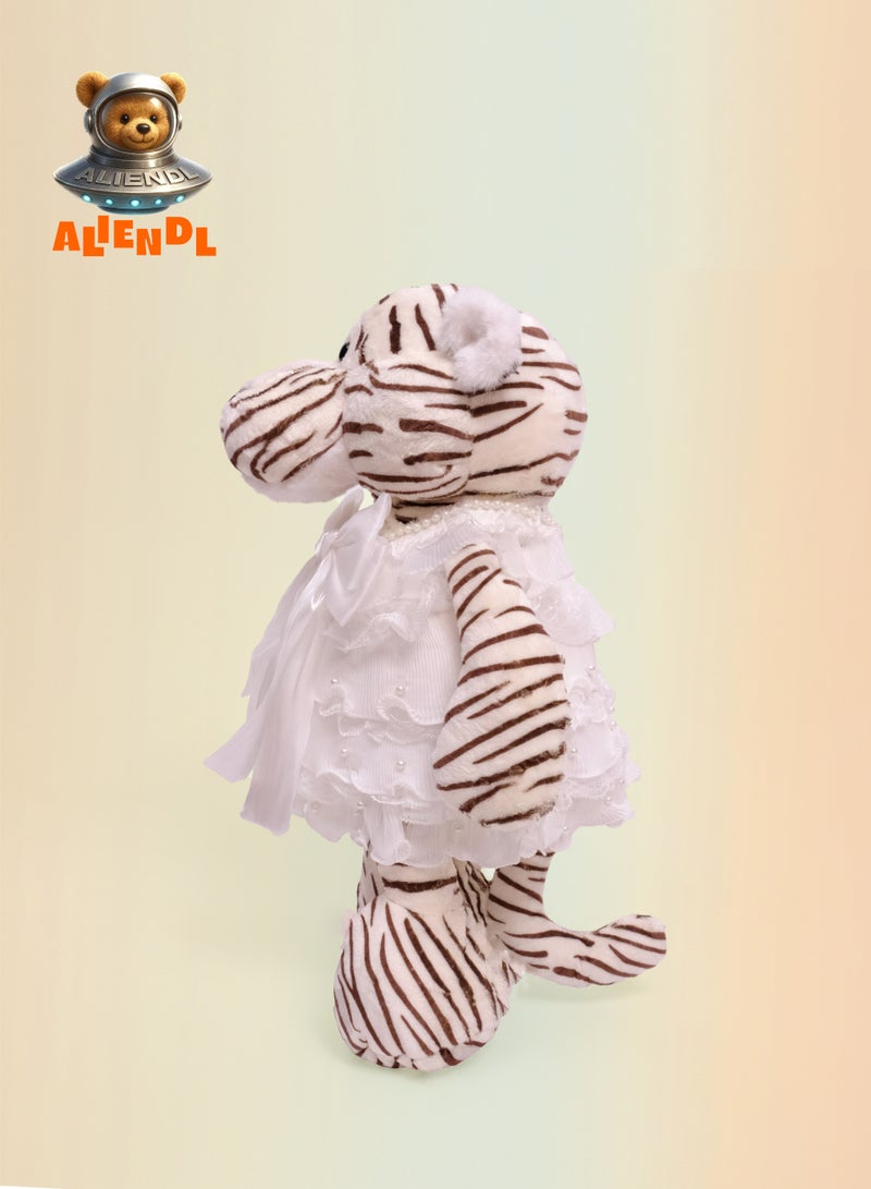ALIENDL Clever Tiger – Plush Tiger Stuffed Animal Toy for Baby Kids, Soft Cute Tiger Dress Doll Gift Set with Removable Clothes & Pouch, Perfect Gift for Kids, Girls, Friends & Couples - Image 3