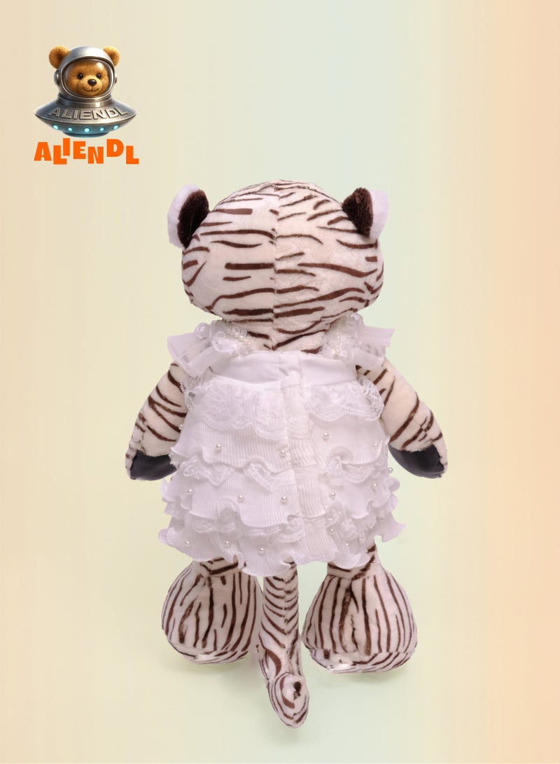 ALIENDL Clever Tiger – Plush Tiger Stuffed Animal Toy for Baby Kids, Soft Cute Tiger Dress Doll Gift Set with Removable Clothes & Pouch, Perfect Gift for Kids, Girls, Friends & Couples - Image 4