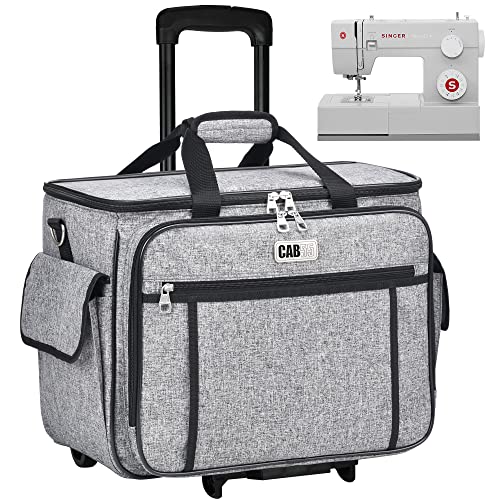 CAB55 Rolling Sewing Machine Case, Detachable Rolling Sewing Machine Carrying Case on Wheels, Trolley Tote Bag with Removable Bottom Wooden Board for Most Standard Sewing Machine and Accessories-Gray - Image 1