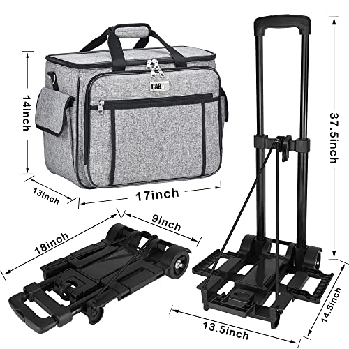 CAB55 Rolling Sewing Machine Case, Detachable Rolling Sewing Machine Carrying Case on Wheels, Trolley Tote Bag with Removable Bottom Wooden Board for Most Standard Sewing Machine and Accessories-Gray - Image 5