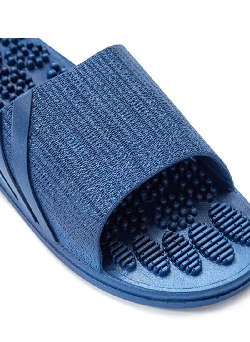 Y&D - Shiatsu Massage Slippers 1 Pair Foot Anti-Slip Bath Home Sandals Men and Women Shower (Blue, 42-43) - Image 1