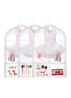 Generic Dance Costume Garment Bag, PVC Plastic Bag Holder Clear with Garment Rack Hanging Pack to Dance Bag Children Clothes Storage Costume Bags Organizer Zipper Pockets for Kid Girls, 23.6 x 35.4 In(3 Pcs)  - Image 1