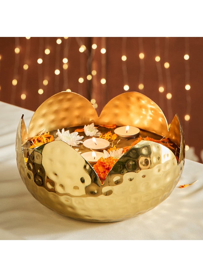 Home Box Kumudh Noore Decorative Hammered Urli - 24x24x13 cm - Image 1