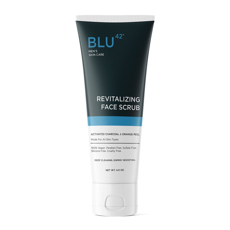 Face Scrub for Men by Blu42 Exfoliating Facial Cleanser with Natural Ingredients Deep Clean for Oily AcneProne Skin 4 oz