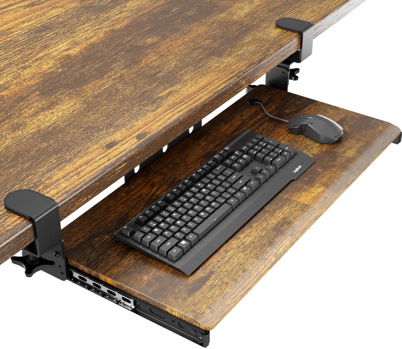 AX WABER Keyboard Tray Under Desk Pull Out with Extra Sturdy C Clamp Mount System 273 325 inch Including Clamps x 11 Inch SlideOut Platform Computer Drawer for Typing Vintage AX01WG02 - Image 2