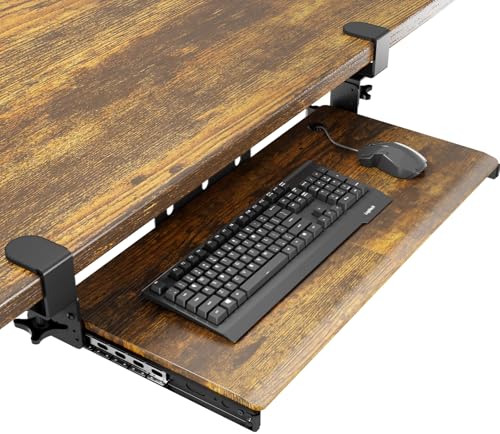 AX WABER Keyboard Tray Under Desk Pull Out with Extra Sturdy C Clamp Mount System 273 325 inch Including Clamps x 11 Inch SlideOut Platform Computer Drawer for Typing Vintage AX01WG02 - Image 1