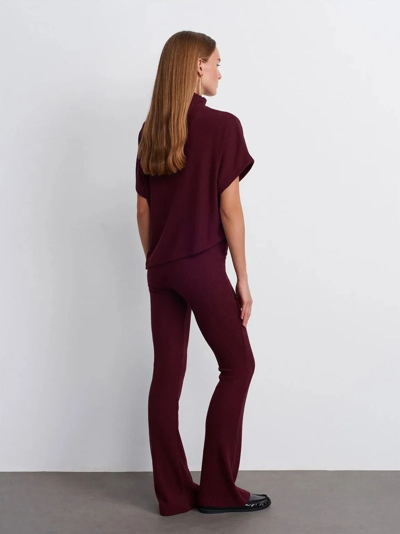 ديلفين DILVIN High-Waist Flare Knit Pants