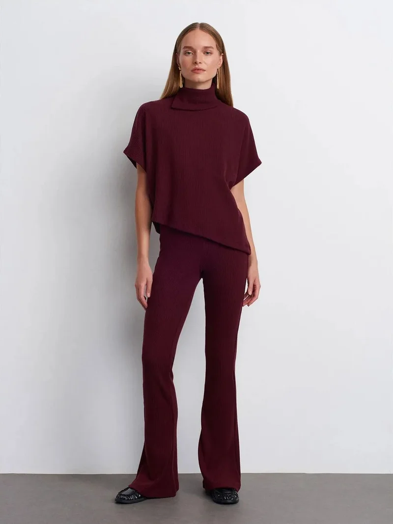 ديلفين DILVIN High-Waist Flare Knit Pants