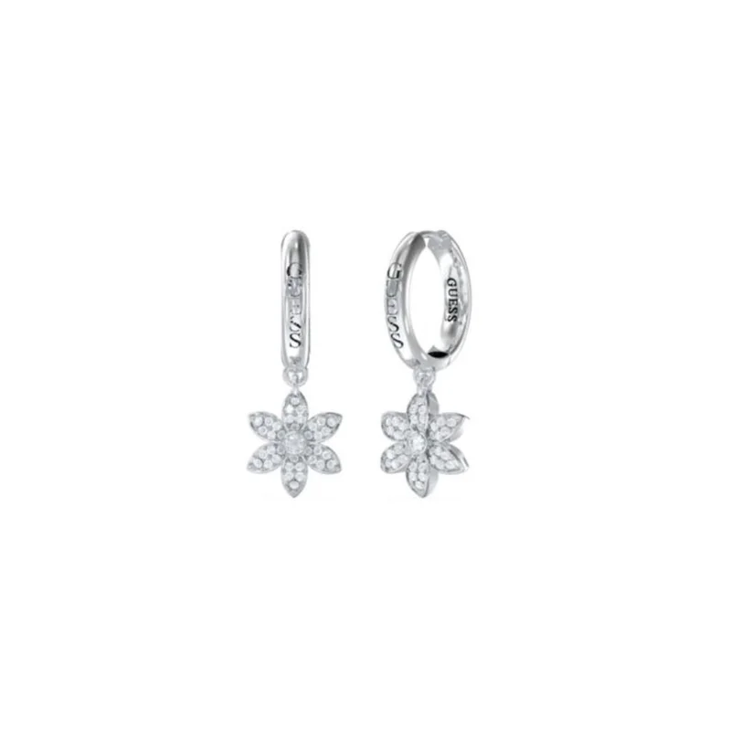 جس Ladies ER 30MM PAVE FLOWER HUGGIES