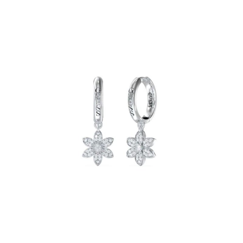 GUESS Ladies ER 30MM PAVE FLOWER HUGGIES