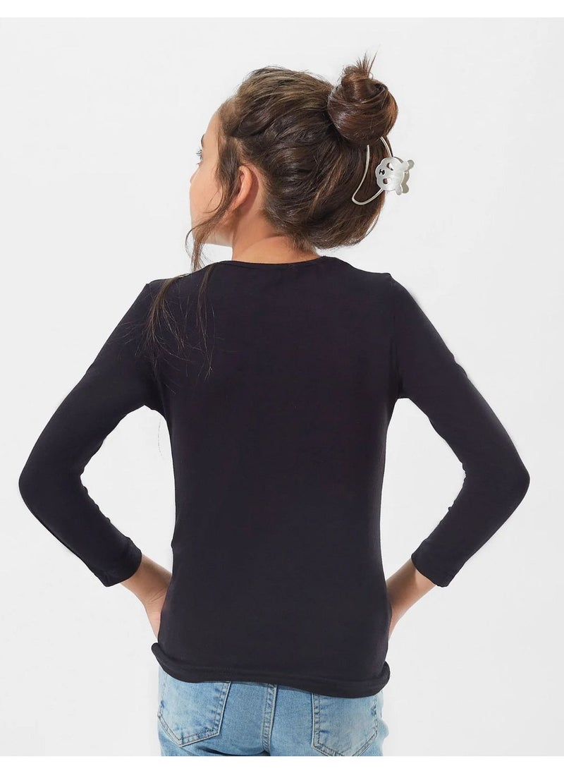 Mesery Mesery Undershirt Long Sleeves Top For Girls - Black  - Image 2