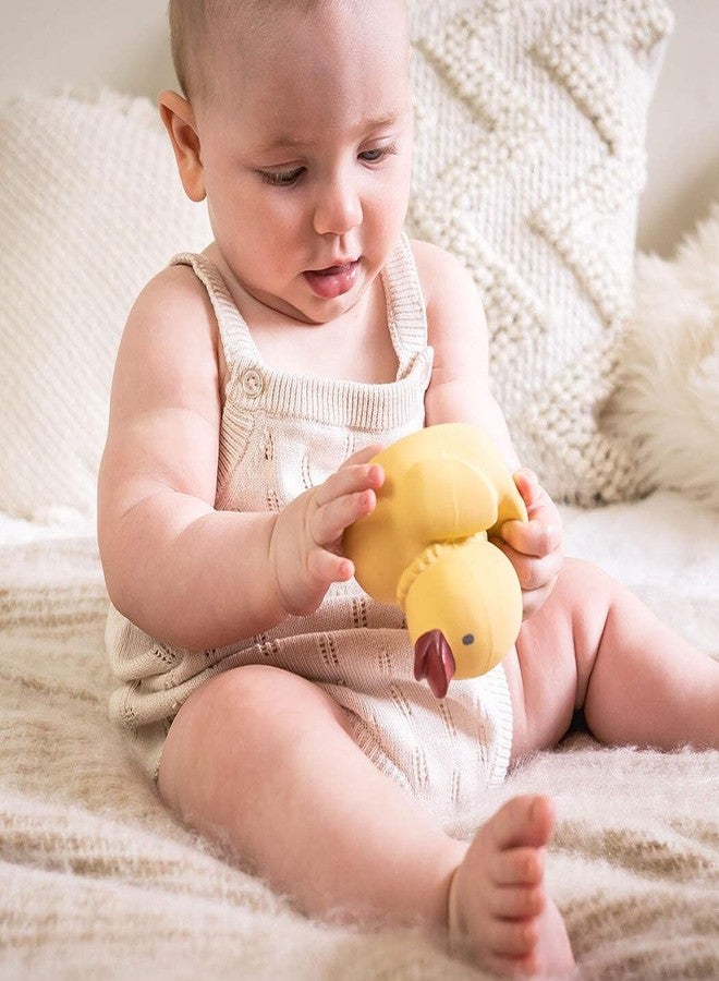 Tikiri Tara The Duck Baby Teether, Rattle & Bath Toy - 3.1 in Organic Natural Rubber Duck | Classic Infant Bath Toy with Gentle Rattle & Teething Relief | Non-Toxic, BPA-Free Newborn Sensory Toy (0+ Months) - Image 3
