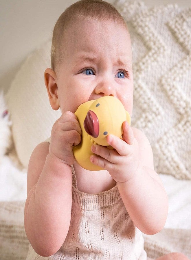 Tikiri Tara The Duck Baby Teether, Rattle & Bath Toy - 3.1 in Organic Natural Rubber Duck | Classic Infant Bath Toy with Gentle Rattle & Teething Relief | Non-Toxic, BPA-Free Newborn Sensory Toy (0+ Months) - Image 2