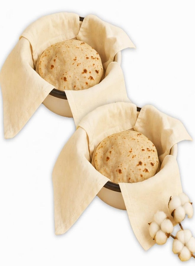 ELVORO 2 Pieces Cotton Double Layer Roti Wrap With Flaps - Muslin Cloth For Chapati And Hot Case Kitchen - Roti Cloth,Beige - Image 1