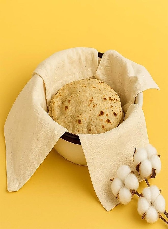 ELVORO 2 Pieces Cotton Double Layer Roti Wrap With Flaps - Muslin Cloth For Chapati And Hot Case Kitchen - Roti Cloth,Beige - Image 2