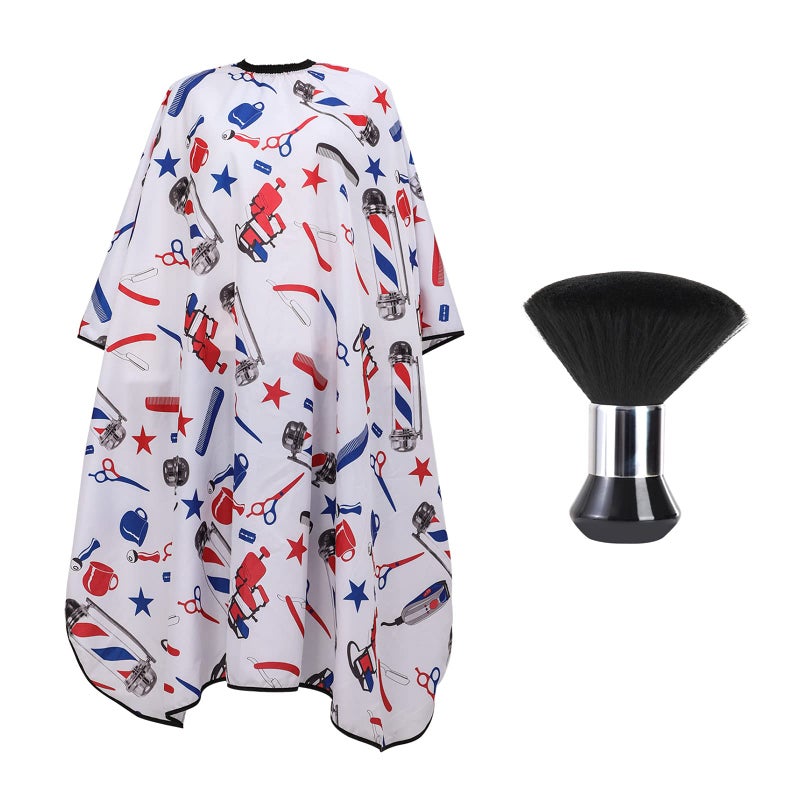 YELEGAI Professional Hair Cutting Cape with Neck Duster Brush, Large Size Salon Barber Cape for Men, Women and Kids(White with Colorful Pattern) - Image 1