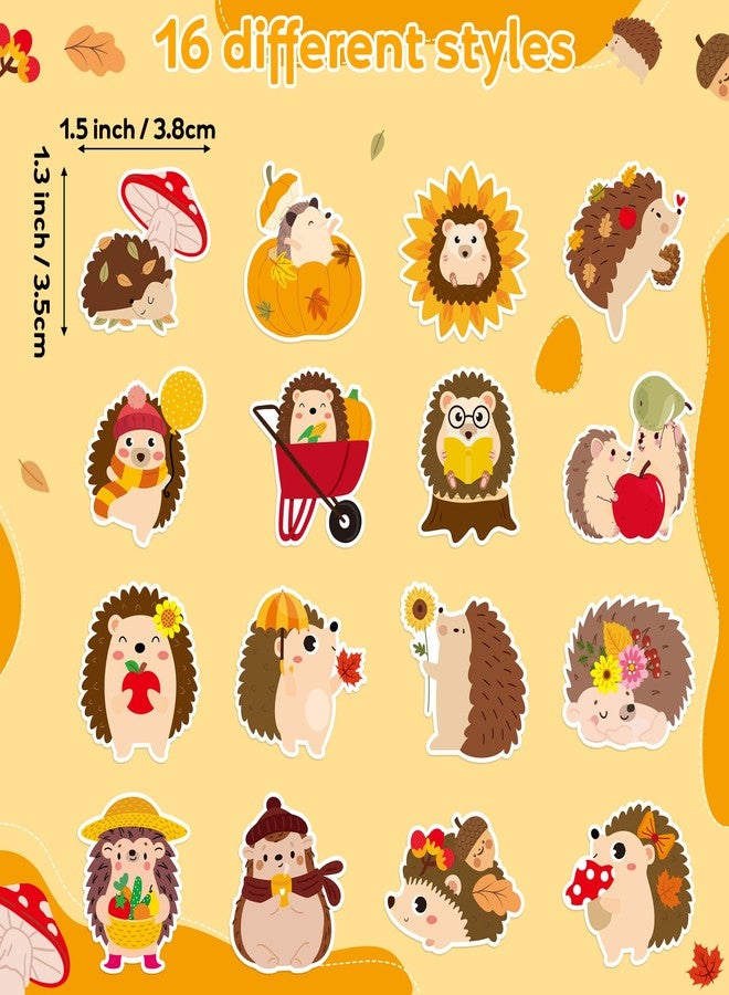 BeYumi Fall Cute Hedgehog Sticker - 1000Pcs Fall Hedgehog Stickers in 2 Rolls Autumn Thanksgiving Adhesive Kawaii Animal Decals Fall Holiday Party Favor Supplies Classroom Office Bottle Decor for Kids - Image 2