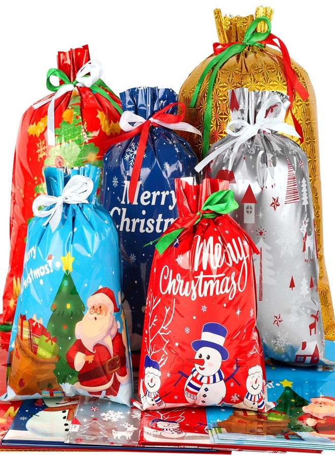 habgp 30 PCS Christmas Gift Bags, Xmas Drawstring Gift Bags Assorted Sizes for Christmas Holiday Present Wrapping & Festival Party Supplies, Large Medium Small - Image 1
