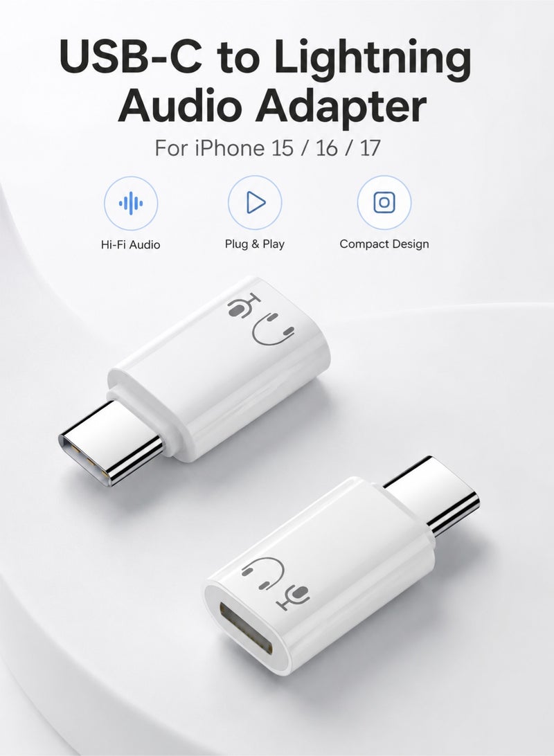 اوليو محول صوت USB-C إلى Lightning للآيفون 15 16 17 – محول سماعات عالي الجودة بتقنية DAC صوت Hi-Fi، يدعم Earpods وسماعات الرأس، تشغيل فوري بدون تأخير، تصميم صغير ومتين - Image 1