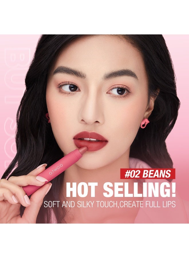 OTWOO O.TWO.O Creamy Matte Crayon Lipstick – Smooth, Long-Lasting Matte Finish (#3,APRICOT) - Image 4