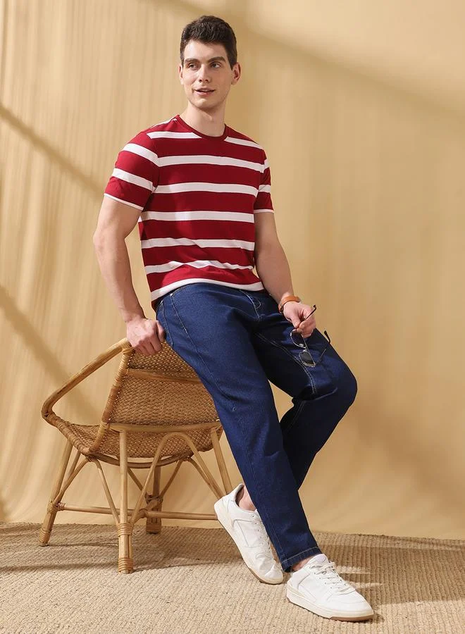 دينيس لينغو جينز رجالي قطن أزرق داكن بقصة مريحة وطول كامل