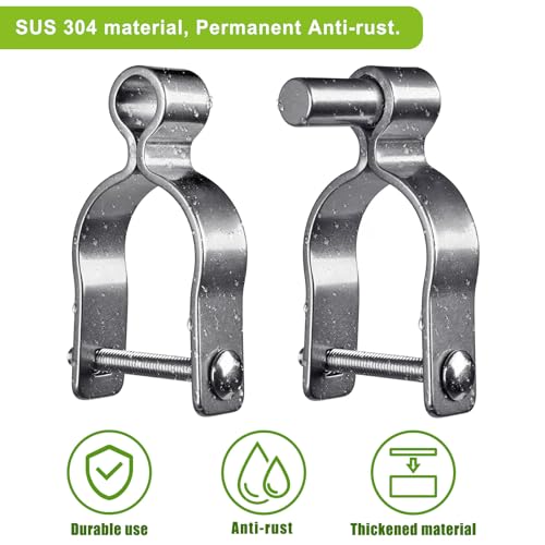 Insaga 2 Pack 1-7/8'' x 1-7/8'' Chain Link Fence Gate Post Hinge, 304 Stainless Steel Heavy Duty Gate Hinges Includes Female Gate Hinge (2pcs), Male Gate Hinge (2pcs), 1-7/8'' Chain Link Fence Parts - Image 5