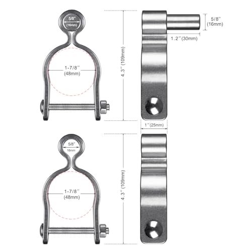 Insaga 2 Pack 1-7/8'' x 1-7/8'' Chain Link Fence Gate Post Hinge, 304 Stainless Steel Heavy Duty Gate Hinges Includes Female Gate Hinge (2pcs), Male Gate Hinge (2pcs), 1-7/8'' Chain Link Fence Parts - Image 4