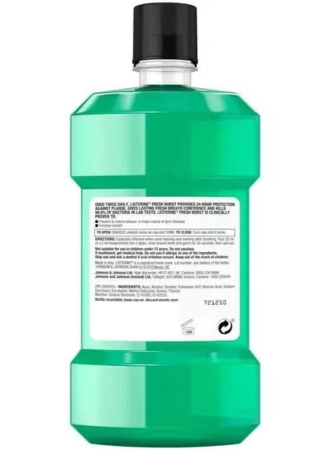 Listerine Fresh Burst Daily Mouthwash With Germ Killing Oral Care Formula To Reduce Plaque 500ml (Pack of 3) - Image 3