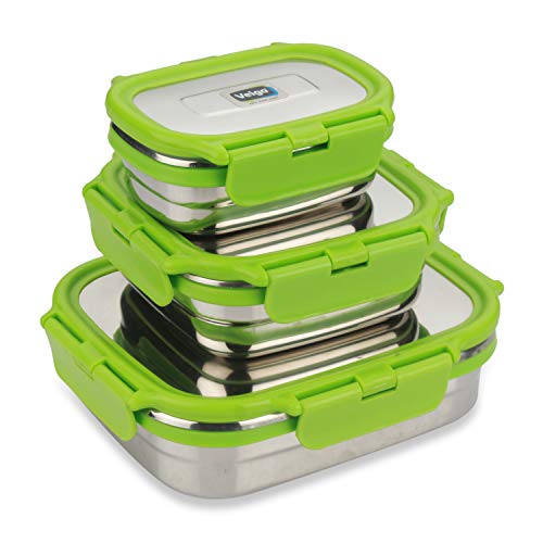 Veigo Lock N Steel 100% Air Tight 3 Pcs Celebration Gift Pack, Green, 1140ml - Image 1