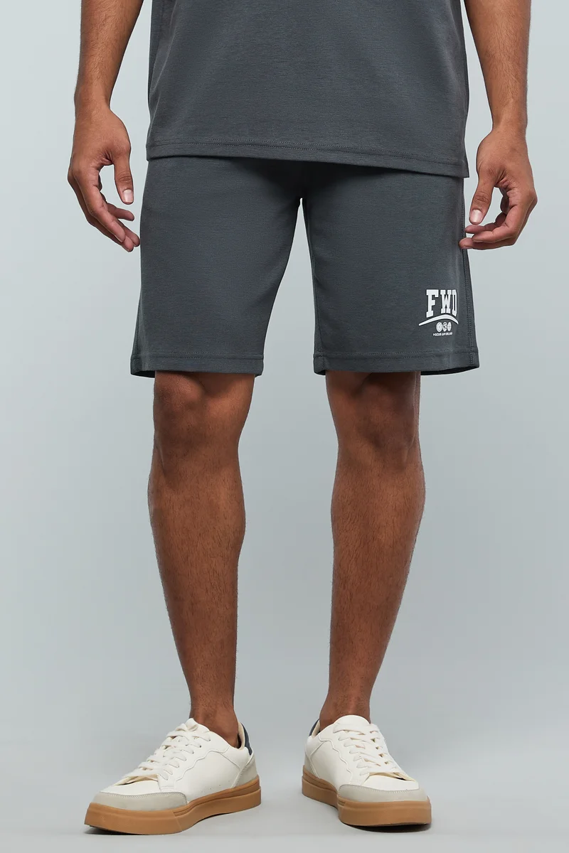 R&B Print Detail Shorts with Drawstring Waist