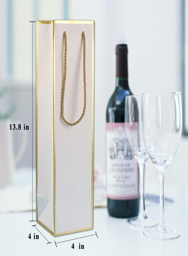 Miraclekoo Wine Gift Bag for Wine Bottles, 4 Pcs Luxury Wine Bottle Gift Bags, 4"x4"x13.8" Whiskey/Liquor Wine Bottle Bags For Gifts,Gold Foil White Wine Bags with Handles - Image 3