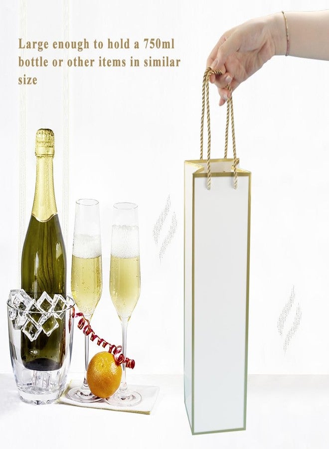 Miraclekoo Wine Gift Bag for Wine Bottles, 4 Pcs Luxury Wine Bottle Gift Bags, 4"x4"x13.8" Whiskey/Liquor Wine Bottle Bags For Gifts,Gold Foil White Wine Bags with Handles - Image 4