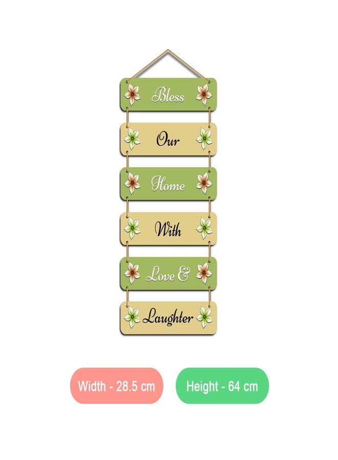 Kaameri Bazaar “Bless Our Home with Love & Laughter” Wall Hanging – Rustic Quote Art for Living Room, Entryway & Family Wall Decor - Image 2