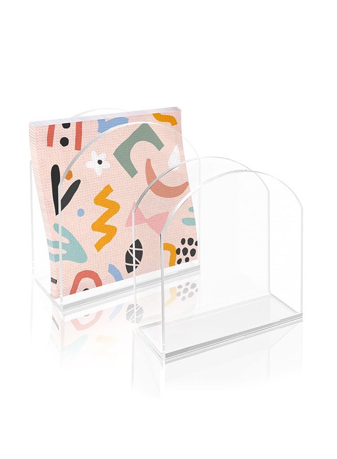 Peachjoy Acrylic Napkin Holder for Table, Clear Upright Paper Napkin Holder, Windproof U-Shaped Napkin Holder for Kitchen Restaurant Home Decor Accessories - 2Pcs  - Image 1