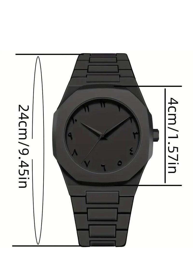 AURA Men’s Watch with Arabic Numerals Matte Black Minimalist Analog Wristwatch – Trending Stylish Design Featuring Clear Arabic Numbers – Lightweight Comfortable Matte Finish – Bundle of 2 PCS for Great Value and Daily Wear or Gifts - Image 4