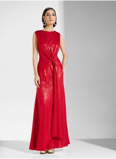 Namshi x Shimmer Dress With Waist Knot  - Image 5