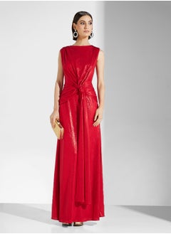 Namshi x Shimmer Dress With Waist Knot  - Image 1