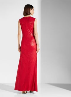 Namshi x Shimmer Dress With Waist Knot  - Image 2