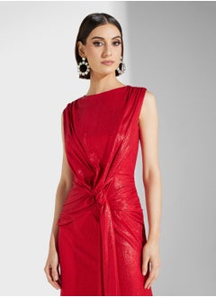Namshi x Shimmer Dress With Waist Knot  - Image 3