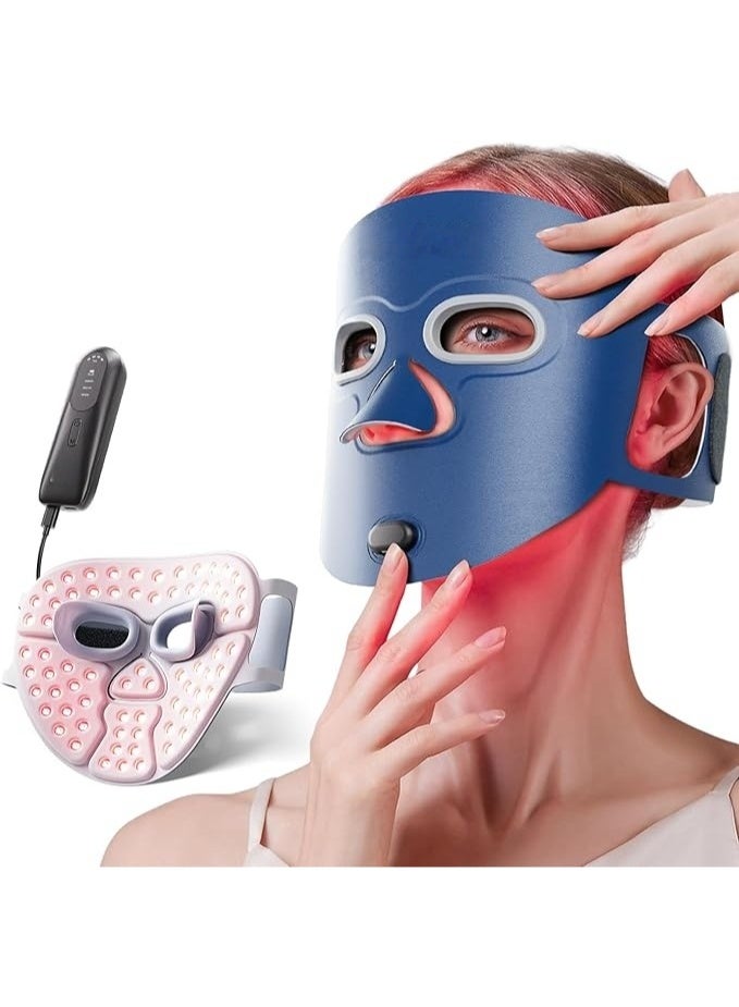 Generic LED Red Light Phototherapy Mask - 4 Treatment Modes with Smart Timer, Home Anti-Aging and Anti-Acne Beauty Device (Blue) - Image 1