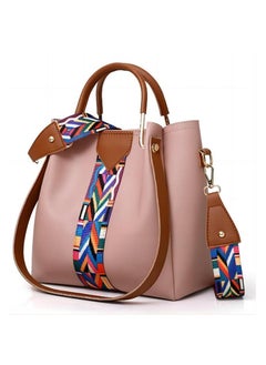 TNGames Women's Bag 4-Piece Striped Patchwork Handbag Set Delicate Striped Leather With Comfortable Feeling And Glossy Surface Pink  - Image 2
