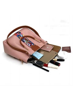 TNGames Women's Bag 4-Piece Striped Patchwork Handbag Set Delicate Striped Leather With Comfortable Feeling And Glossy Surface Pink  - Image 3
