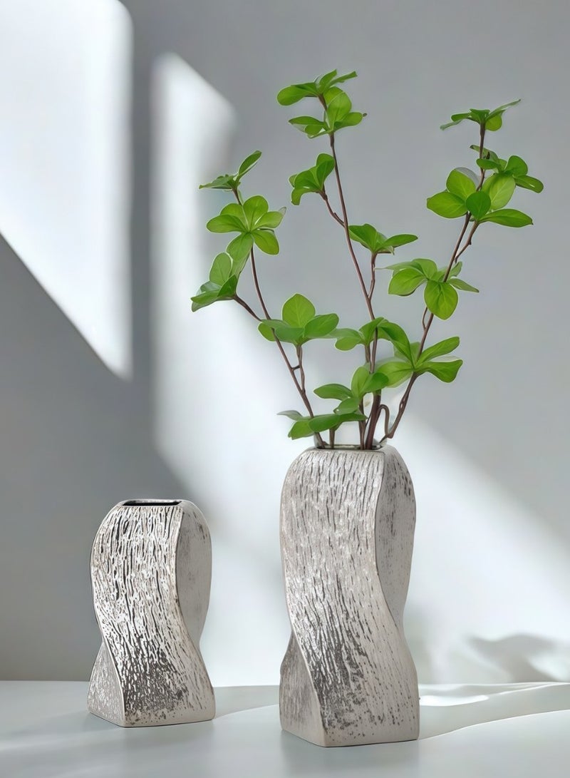 مجموعة من 2 مزهريات خزفية لتزيين المنزل ، مزهريات زهور حديثة لتزيين الغرفة ، عناصر تزيين لغرفة المعيشة ، حامل التلفزيون ، غرفة الطعام ، طاولة الطعام. - Image 1