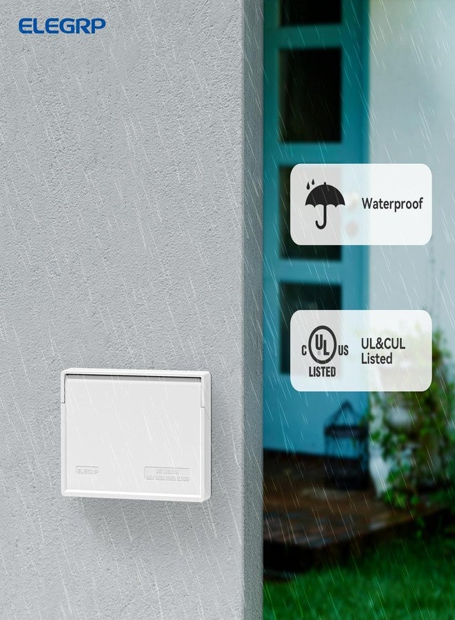 ELEGRP Horizontal Outdoor Cover for Decotative Receptacles, Weatherproof Wall Plate, Outdoor Electrical Outlet Cover, Standard Size 1-Gang 4.77” x 2.97”, Thermoplastic, 1 Pack, White - Image 3