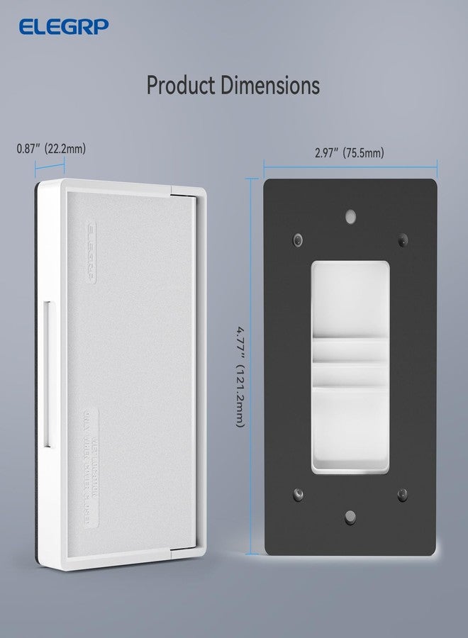 ELEGRP Horizontal Outdoor Cover for Decotative Receptacles, Weatherproof Wall Plate, Outdoor Electrical Outlet Cover, Standard Size 1-Gang 4.77” x 2.97”, Thermoplastic, 1 Pack, White - Image 5