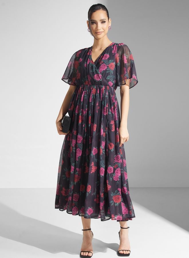 Anaya With Love V - Neck Floral Printed Dress - Image 1