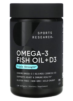 Omega3 Fish Oil + D3 Triple Strength  1040 mg & 62.5 mcg (2500 IU) 120 Softgels