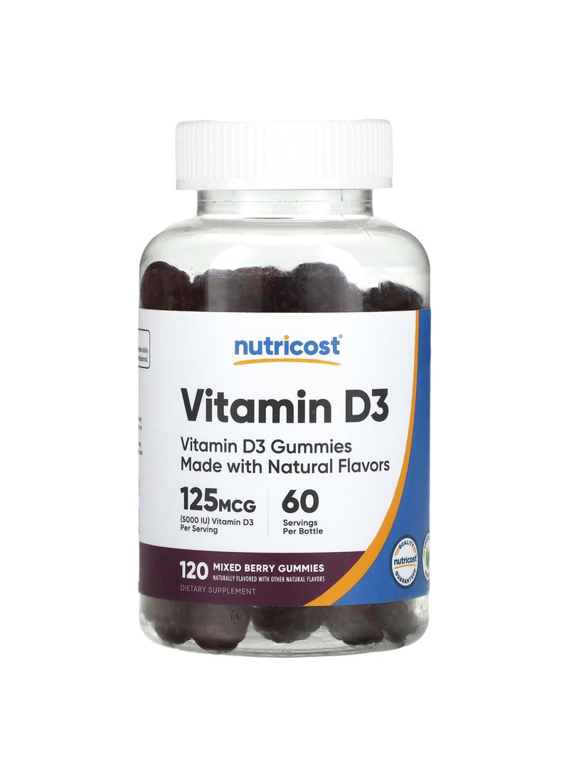 Vitamin D3 Gummies, Mixed Berry, 120 Gummies (62.5 mg per Gummy)